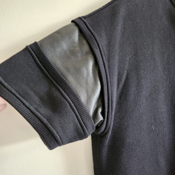 Rag & Bone S short sleeve sweatshirt with leather details, black - Picture 4 of 9